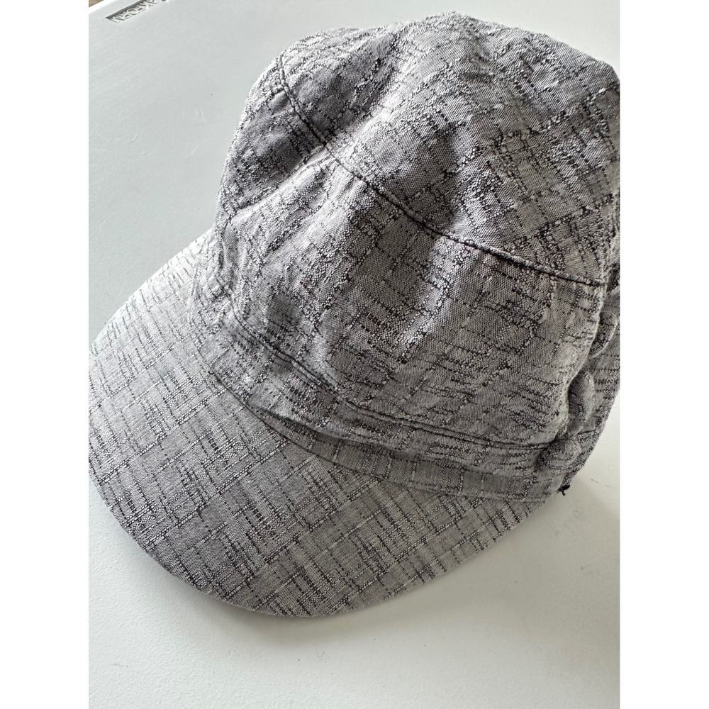Womens Grey Textured Cadet Cap Military Style Hat with Button Detail